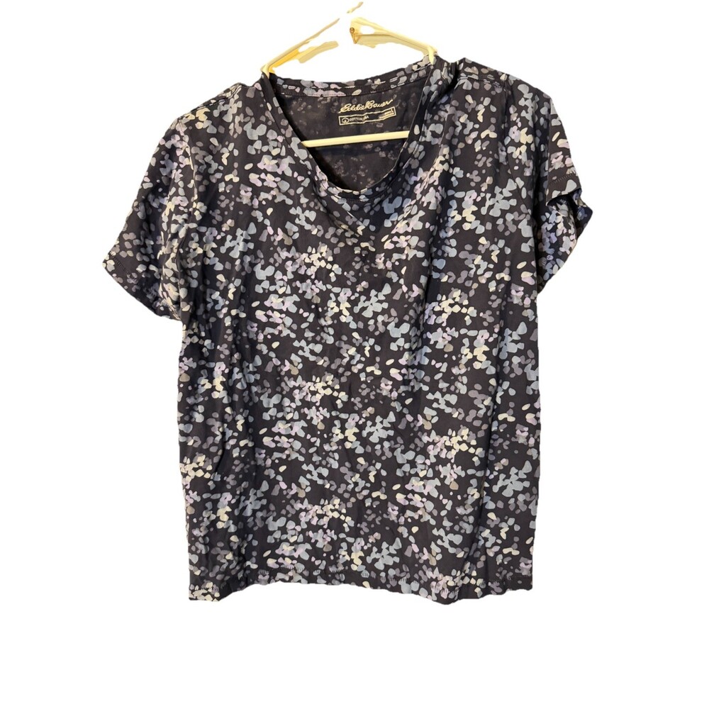 Eddie Bauer Blue Camo Cheetah Cotton L Basic Everyday Casual